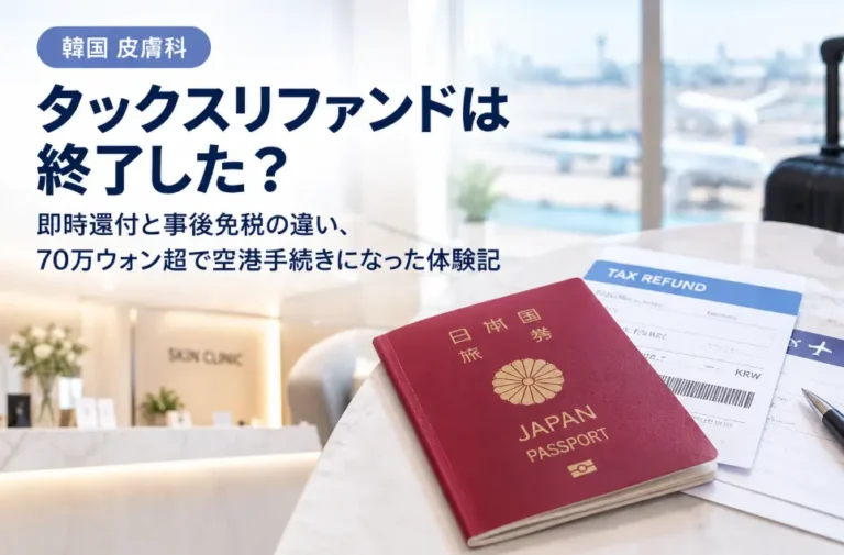 韓国 皮膚科 タックスリファンドは終了した？即時還付と事後免税の違い、70万ウォン超で空港手続きになった体験記